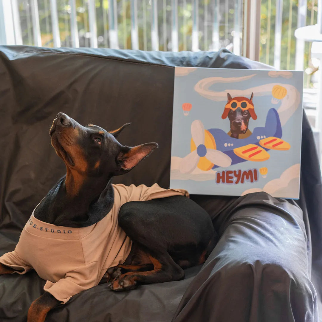 Custom Pet Portrait Canvas - The Furry Pilot - Petsonalise