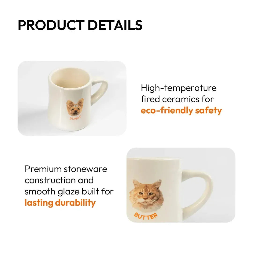 Custom Pet Ceramic Diner Coffee Mug - Coffee or Meow - Petsonalise