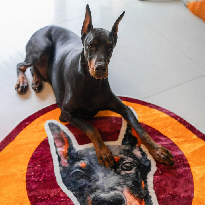 Light Luxury Velvet Custom Pet Round Rug - Retro - Petsonalise