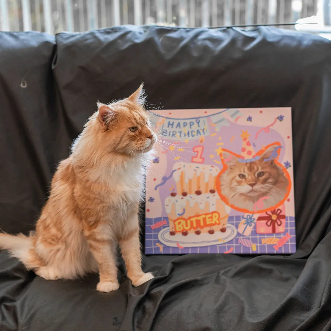Custom Pet Portrait Canvas - Birthday - Petsonalise