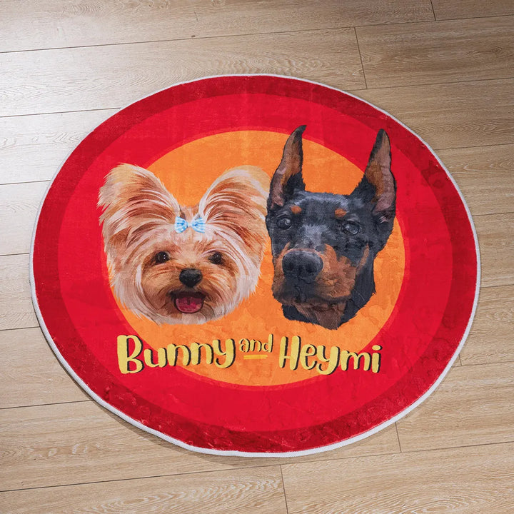 Light Luxury Velvet Custom Pet Round Rug - Cartoon - Petsonalise