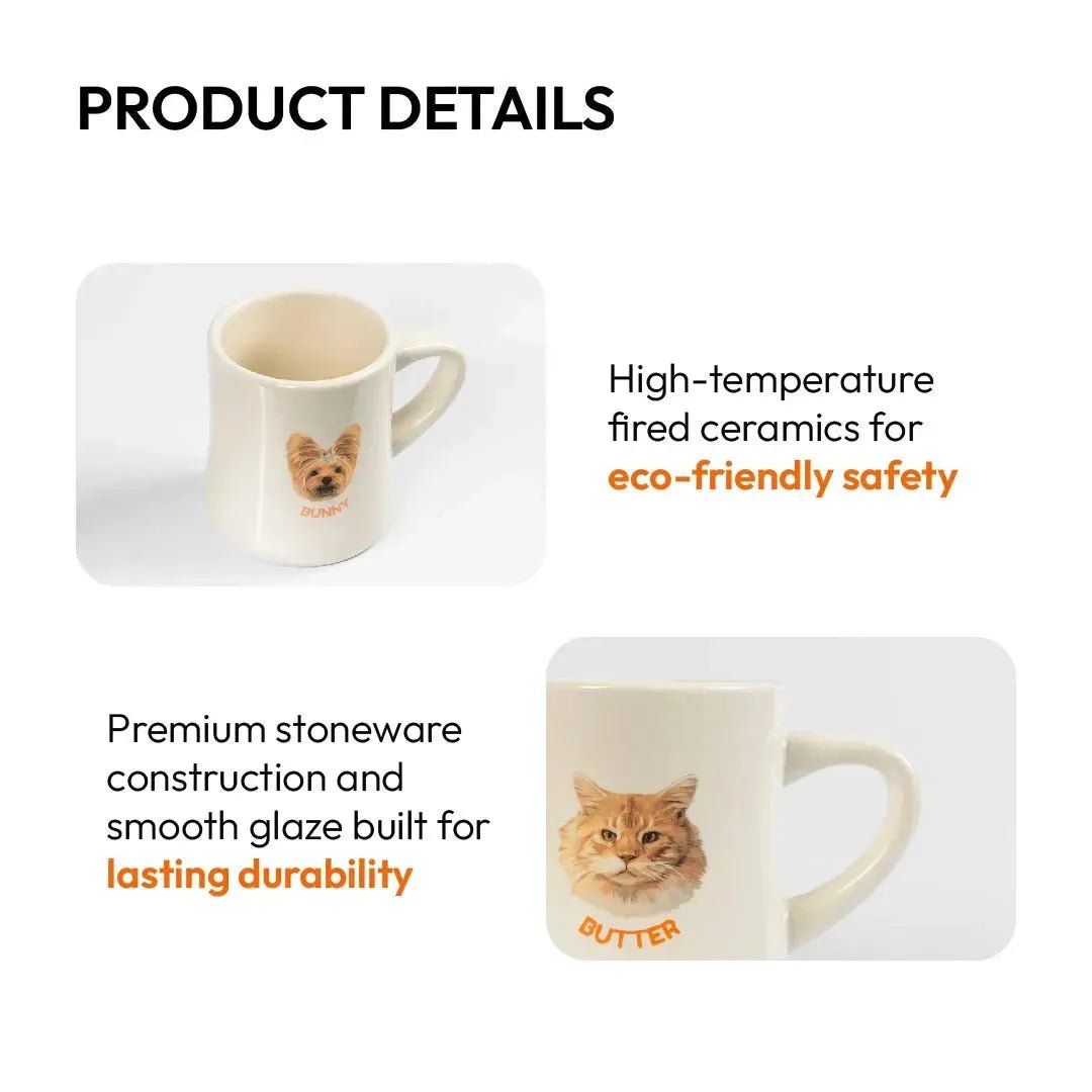 Custom Pet Ceramic Diner Coffee Mug - Coffee or Meow - Petsonalise