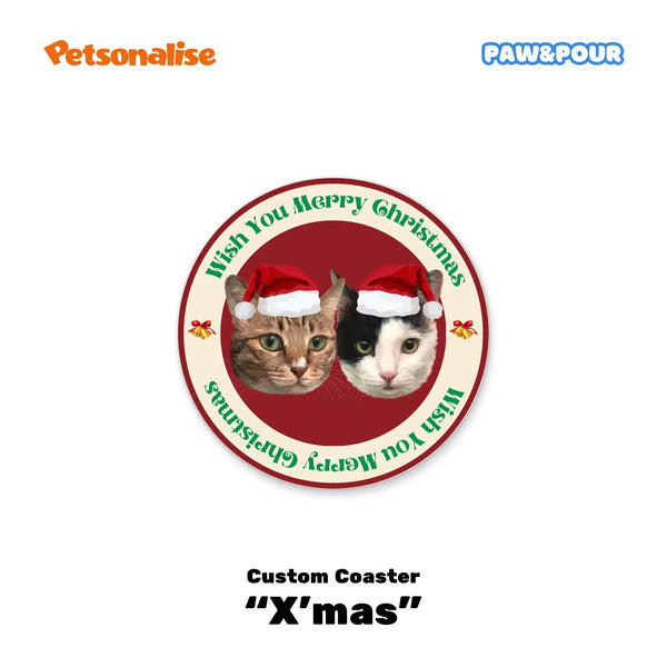 Custom Pet Coasters - X'mas - Petsonalise