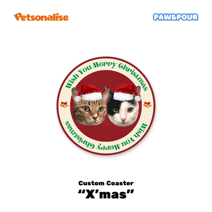 Custom Pet Coasters - X'mas - Petsonalise