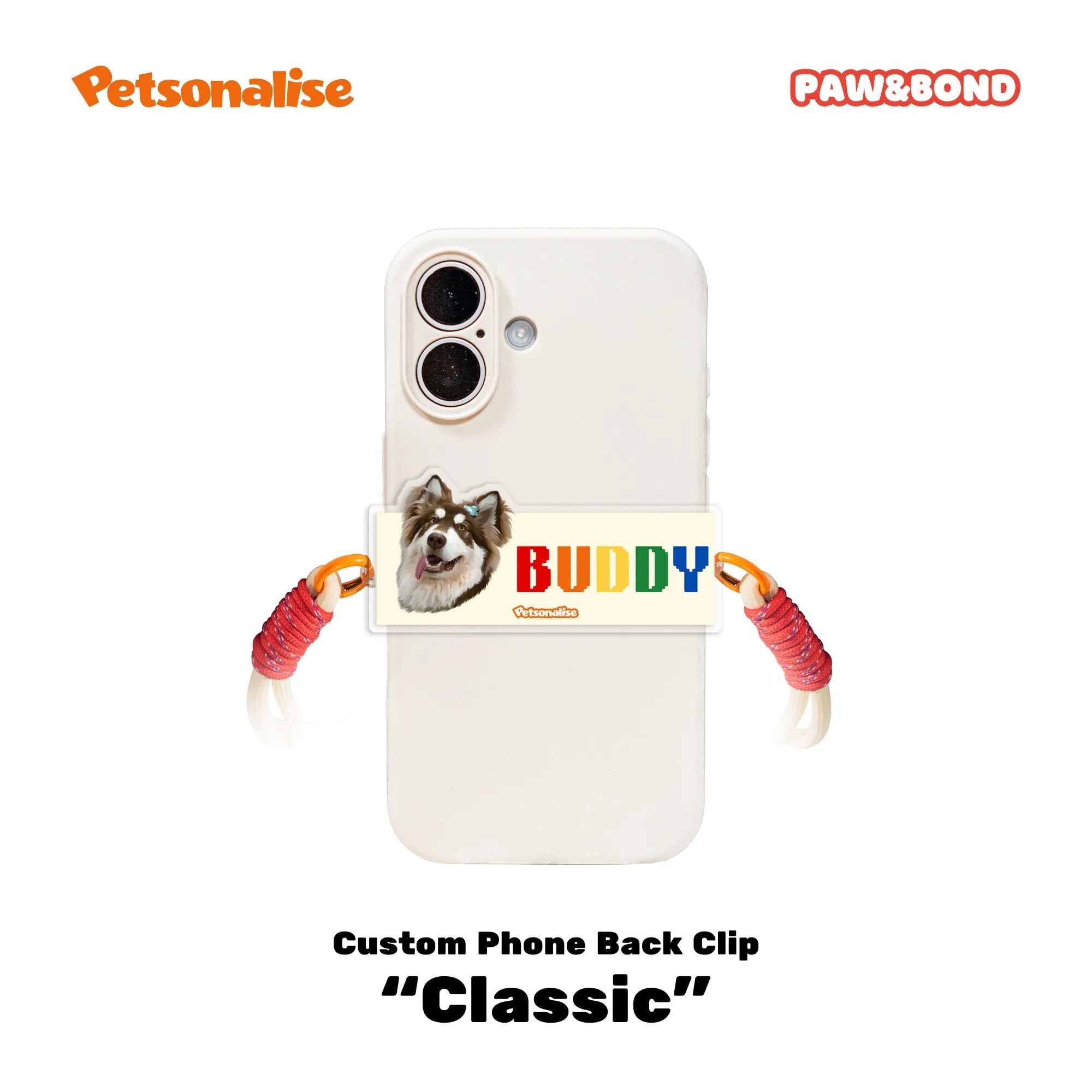 Custom Pet Phone Back Clip Lanyard - Classic Collection - Petsonalise