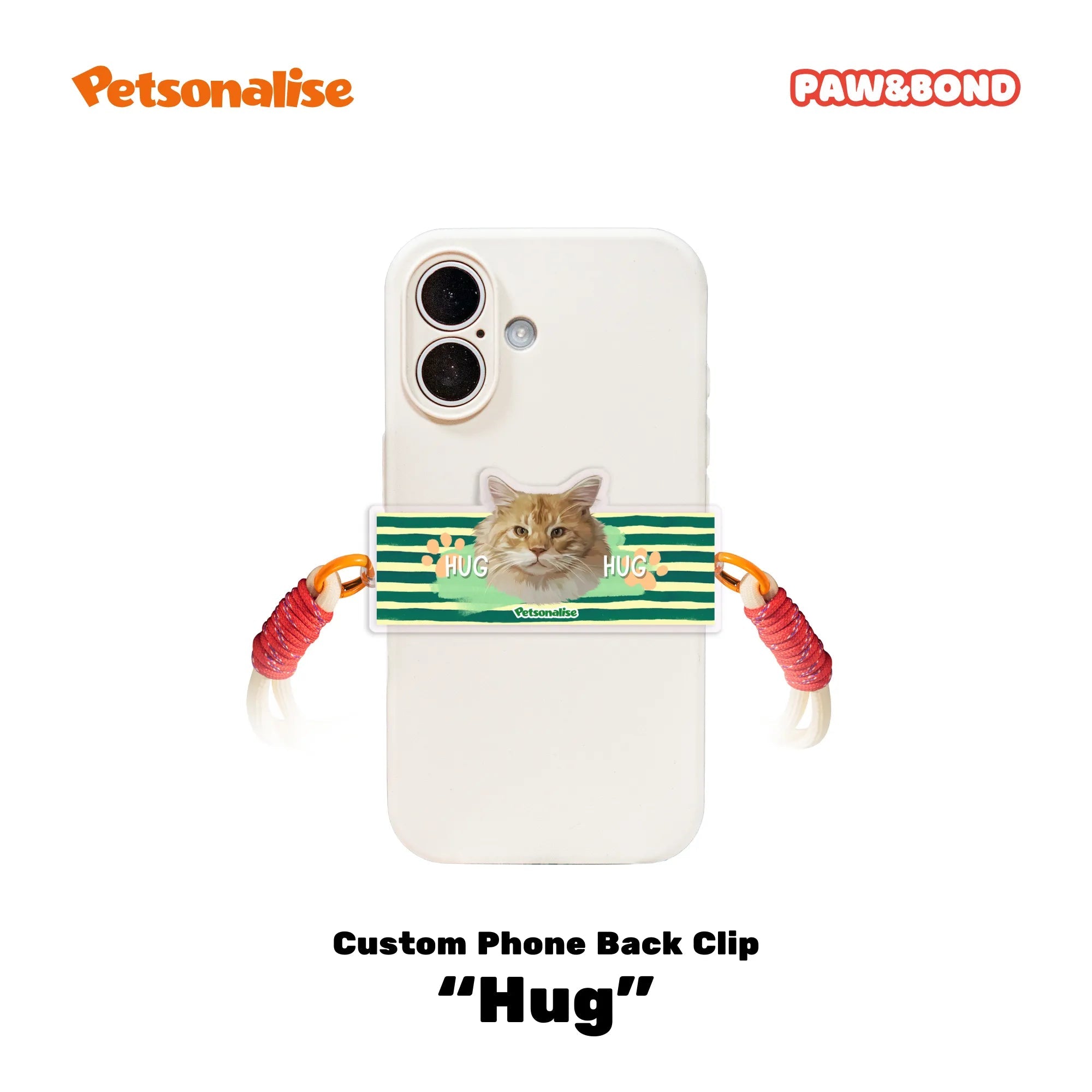 Custom Pet Phone Back Clip Lanyard - Hug - Petsonalise