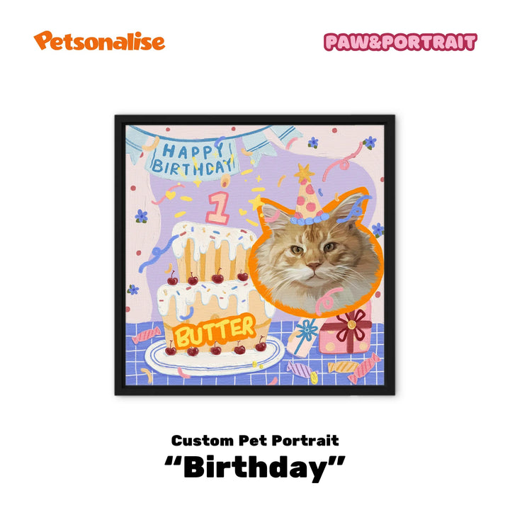 Custom Pet Portrait Canvas - Birthday - Petsonalise