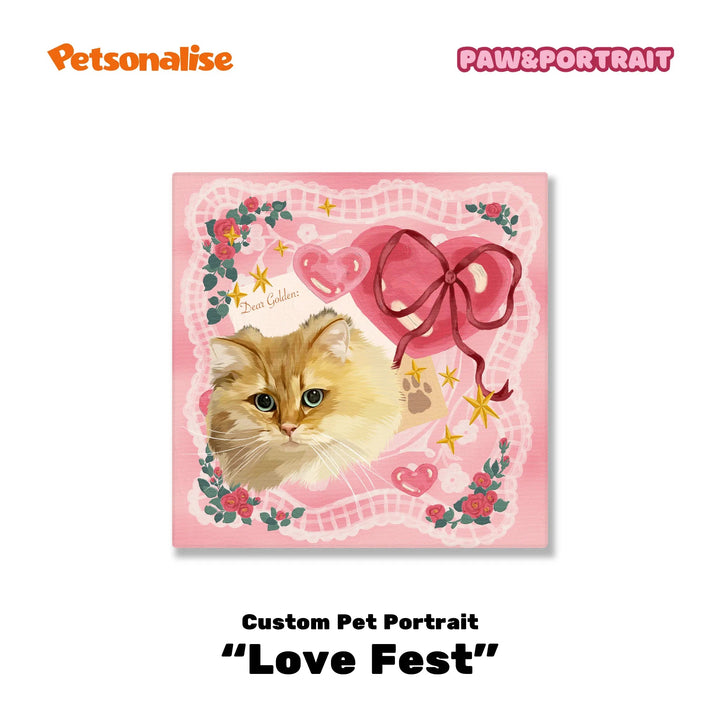 Custom Pet Portrait Canvas - Love Fest - Petsonalise