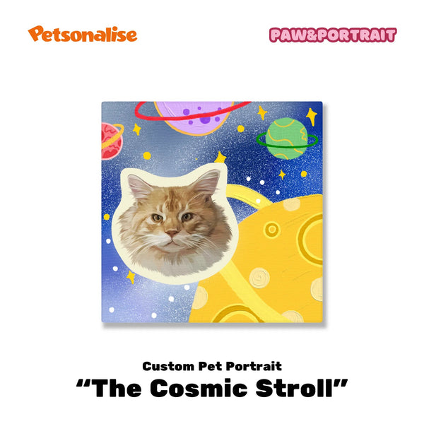 Custom Pet Portrait Canvas - The Cosmic Stroll - Petsonalise