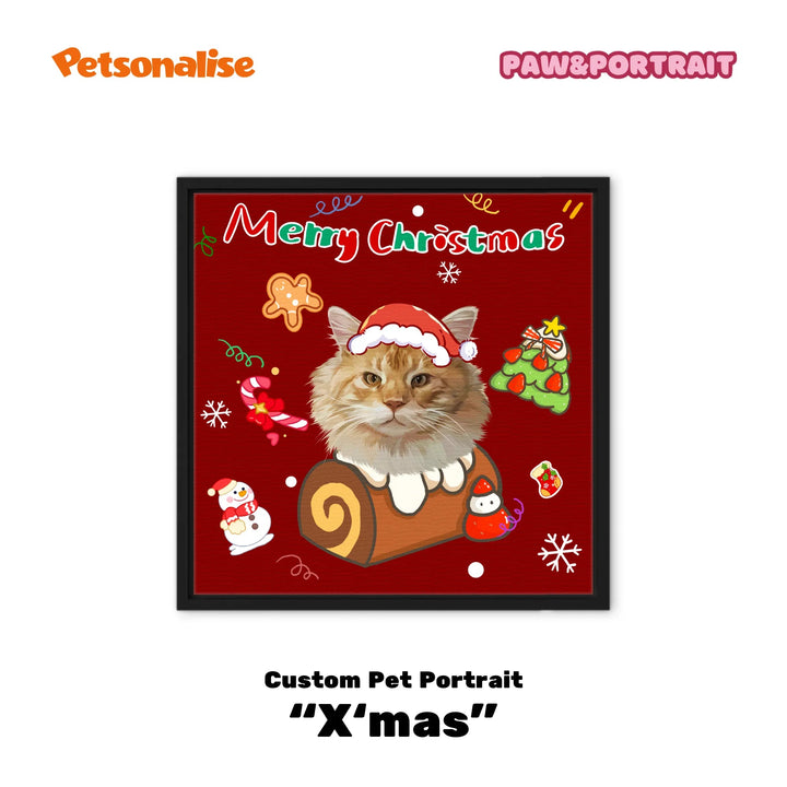 Custom Pet Portrait Canvas - X‘mas - Petsonalise