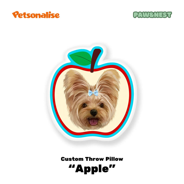Custom Pet Shaped Throw Pillow - Apple - Petsonalise