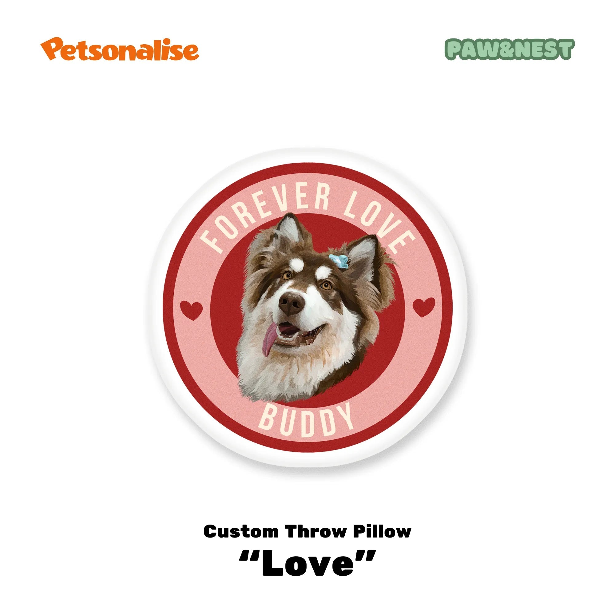 Custom Pet Shaped Throw Pillow - Love - Petsonalise