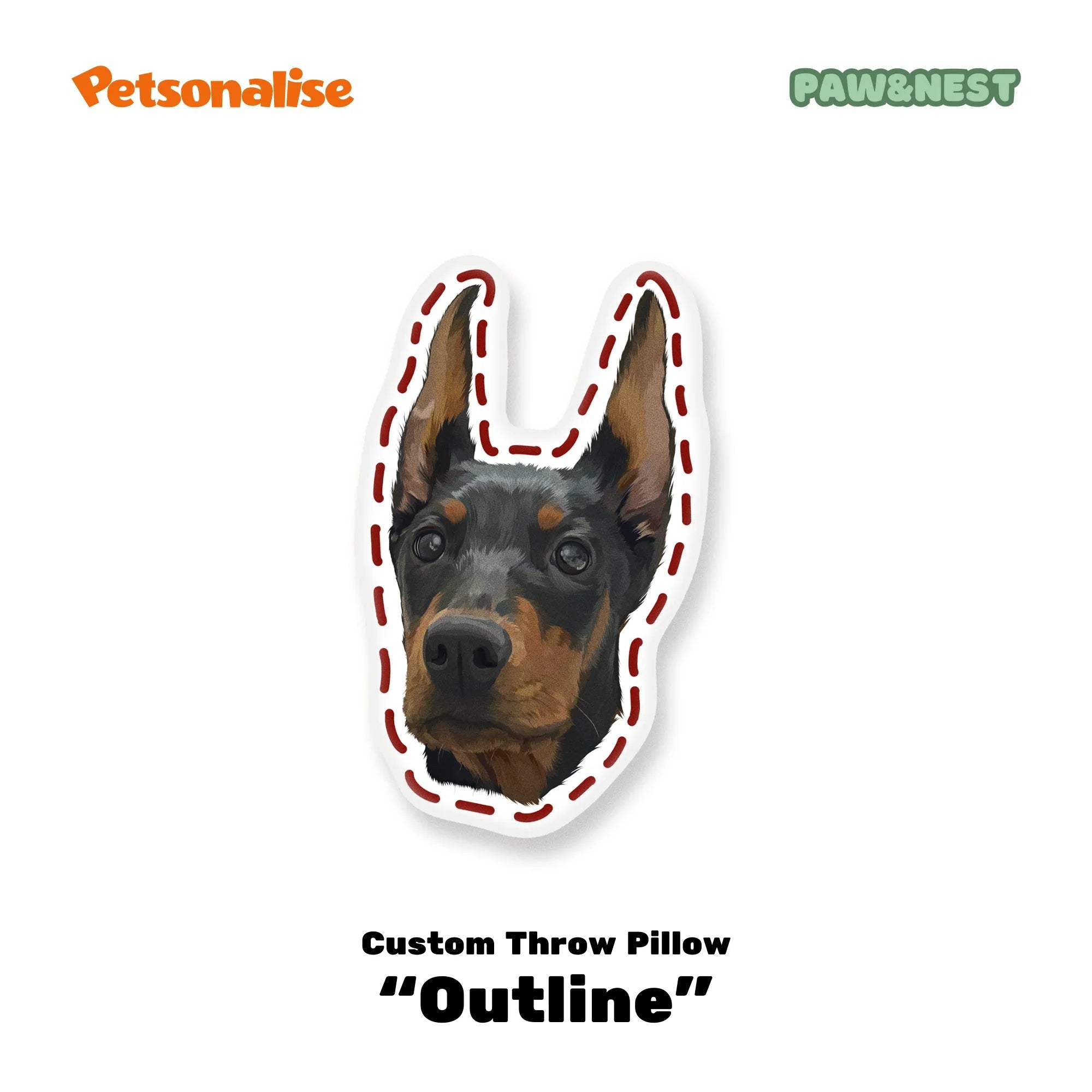 Custom Pet Shaped Throw Pillow - Outline - Petsonalise