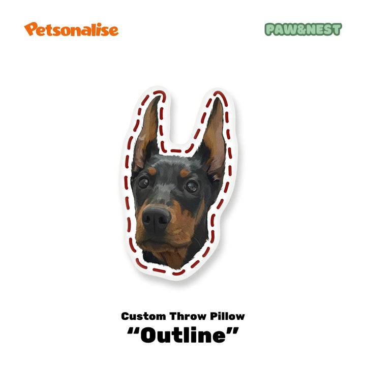 Custom Pet Shaped Throw Pillow - Outline - Petsonalise