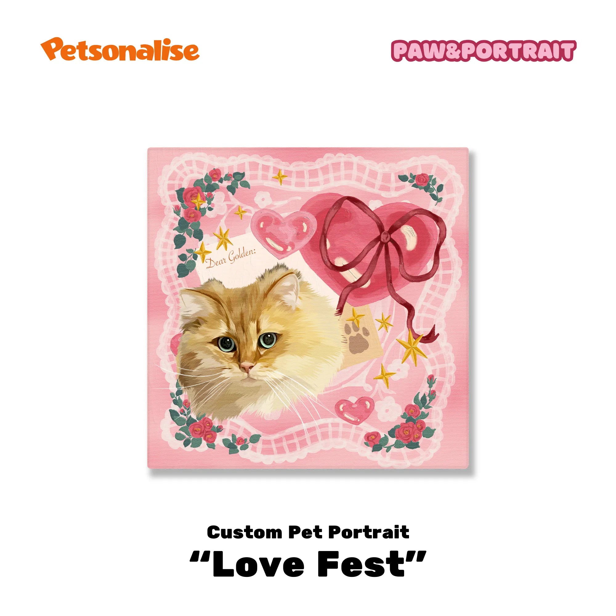 Custom Pet Portrait Canvas - Love Fest - Petsonalise