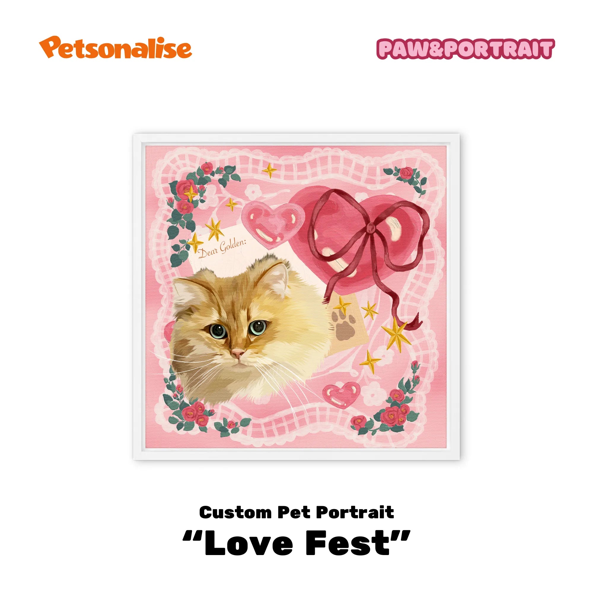 Custom Pet Portrait Canvas - Love Fest - Petsonalise