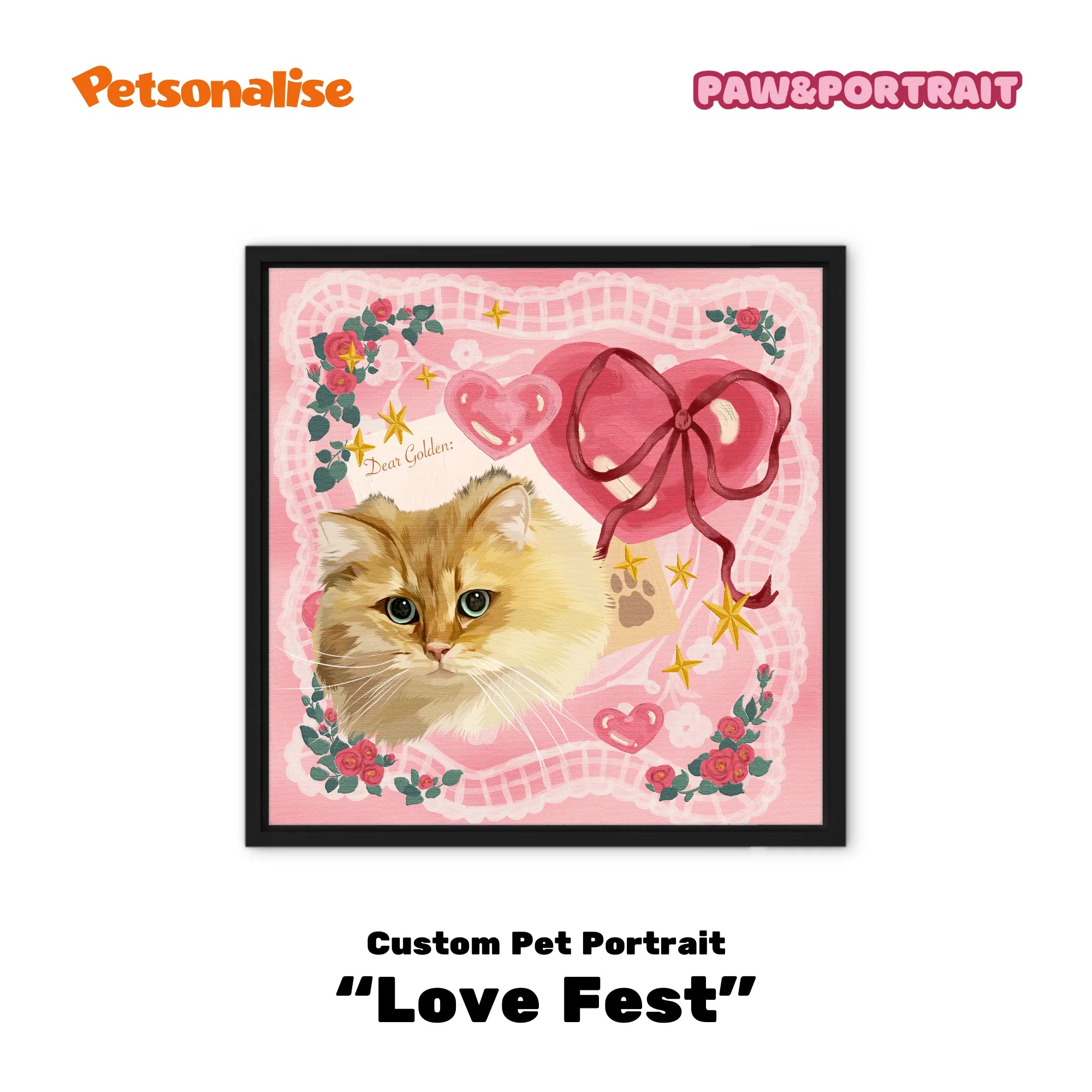 Custom Pet Portrait Canvas - Love Fest - Petsonalise