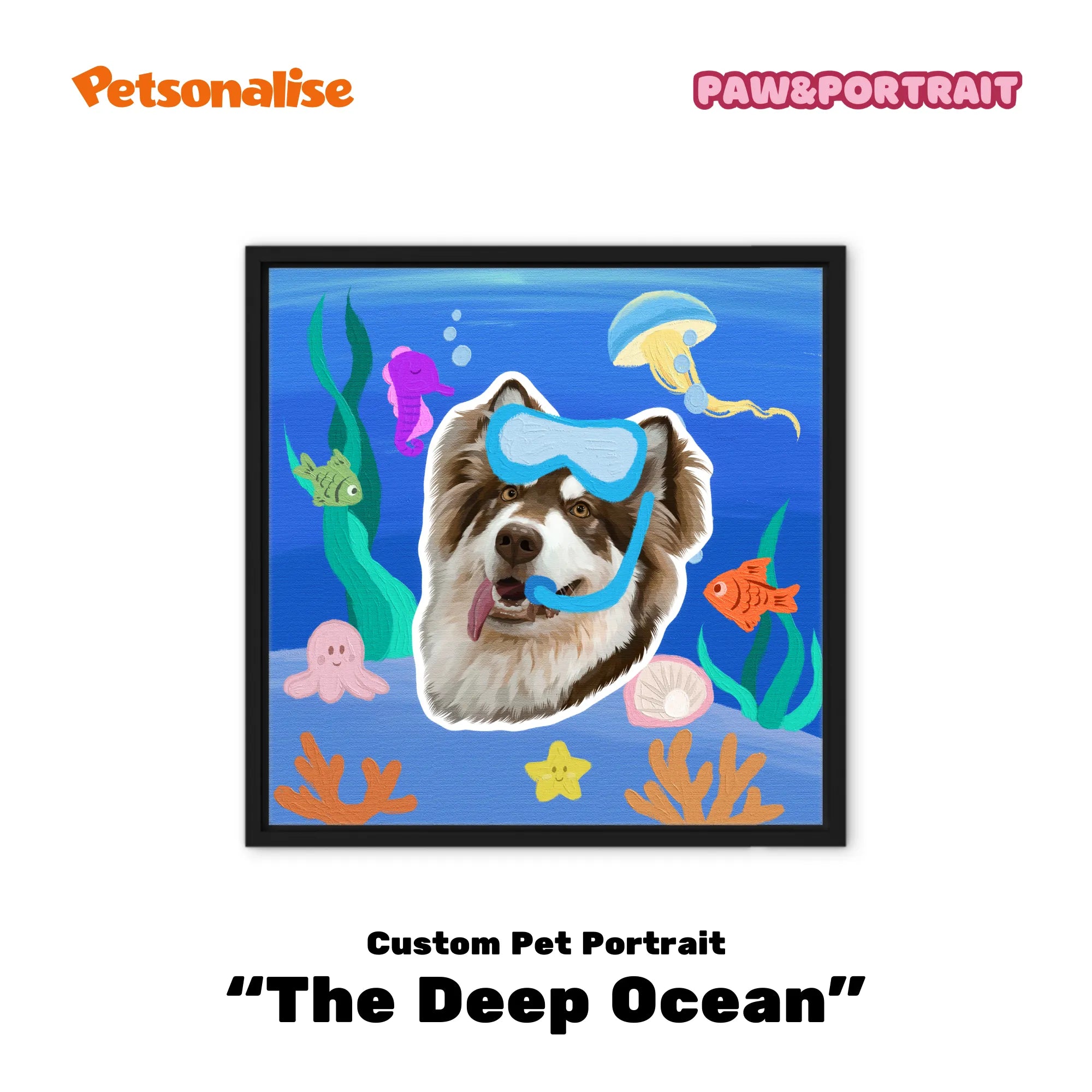 Custom Pet Portrait Canvas - The Deep Ocean - Petsonalise