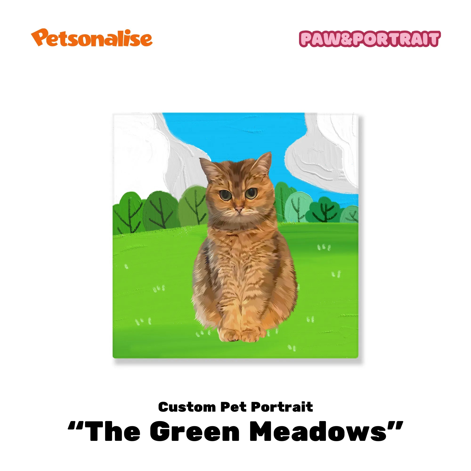 Custom Pet Portrait Canvas - The Green Meadows - Petsonalise