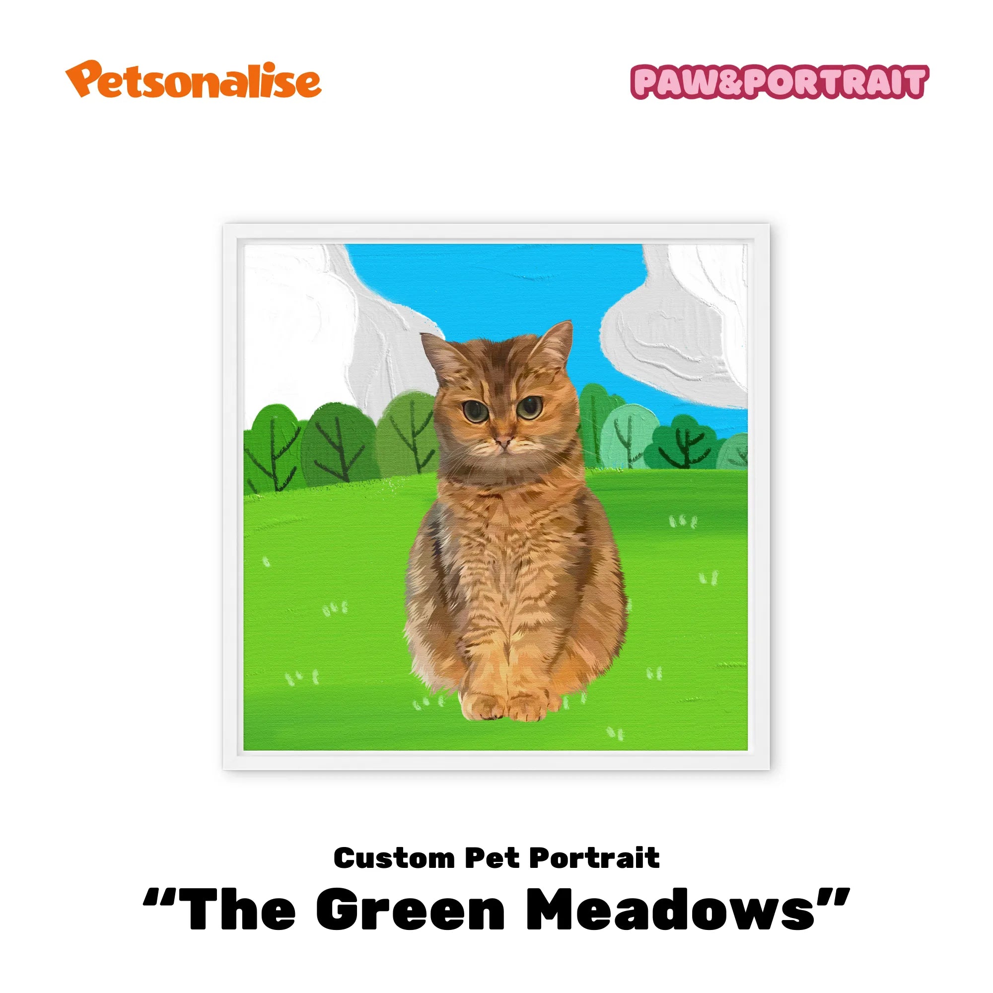 Custom Pet Portrait Canvas - The Green Meadows - Petsonalise
