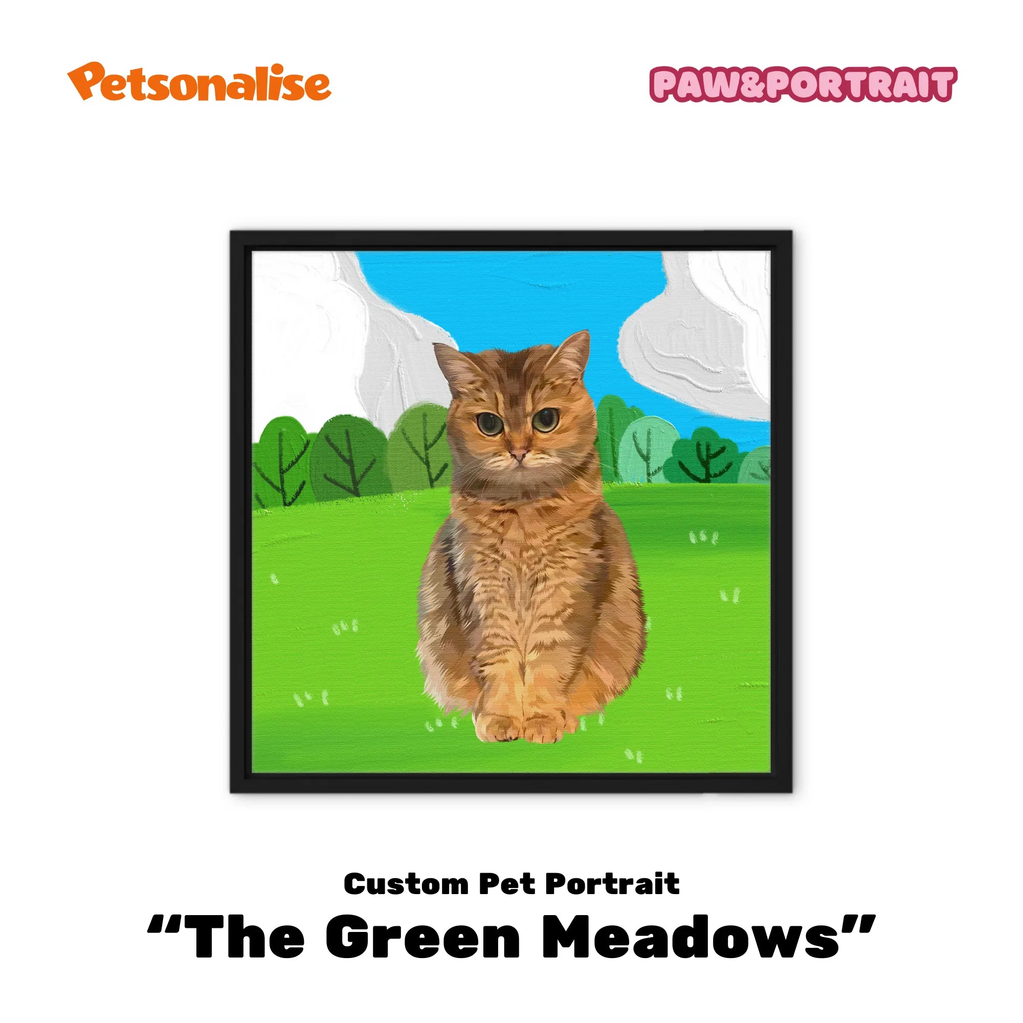 Custom Pet Portrait Canvas - The Green Meadows - Petsonalise