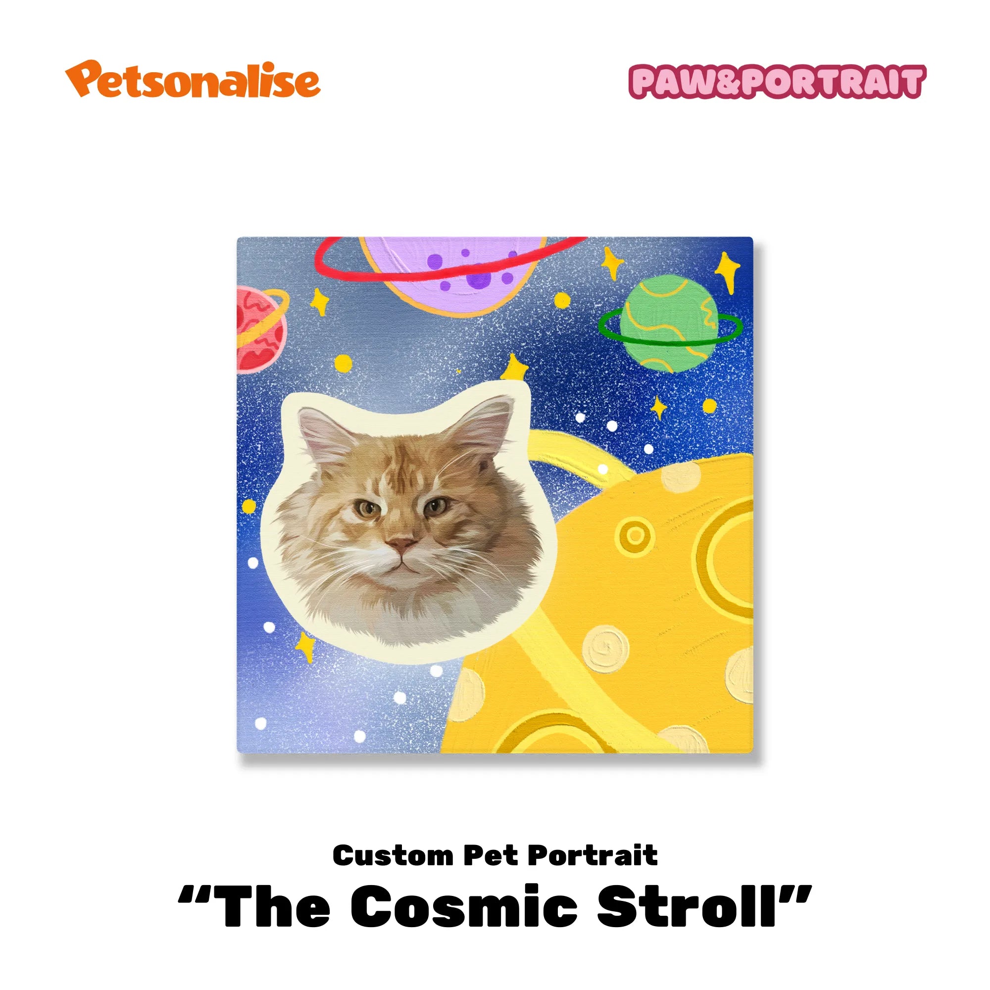 Custom Pet Portrait Canvas - The Cosmic Stroll - Petsonalise