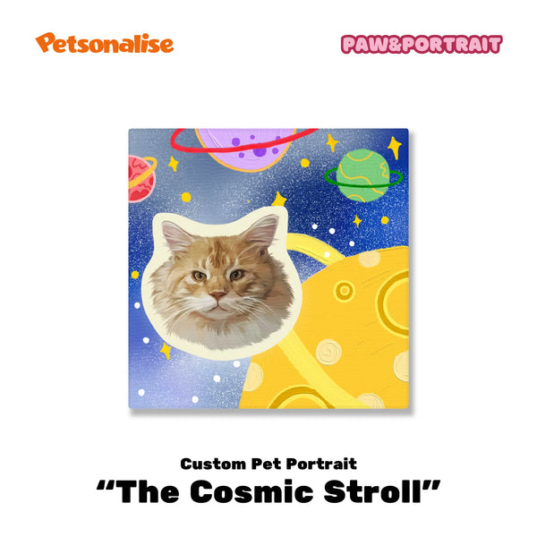 Custom Pet Portrait Canvas - The Cosmic Stroll - Petsonalise