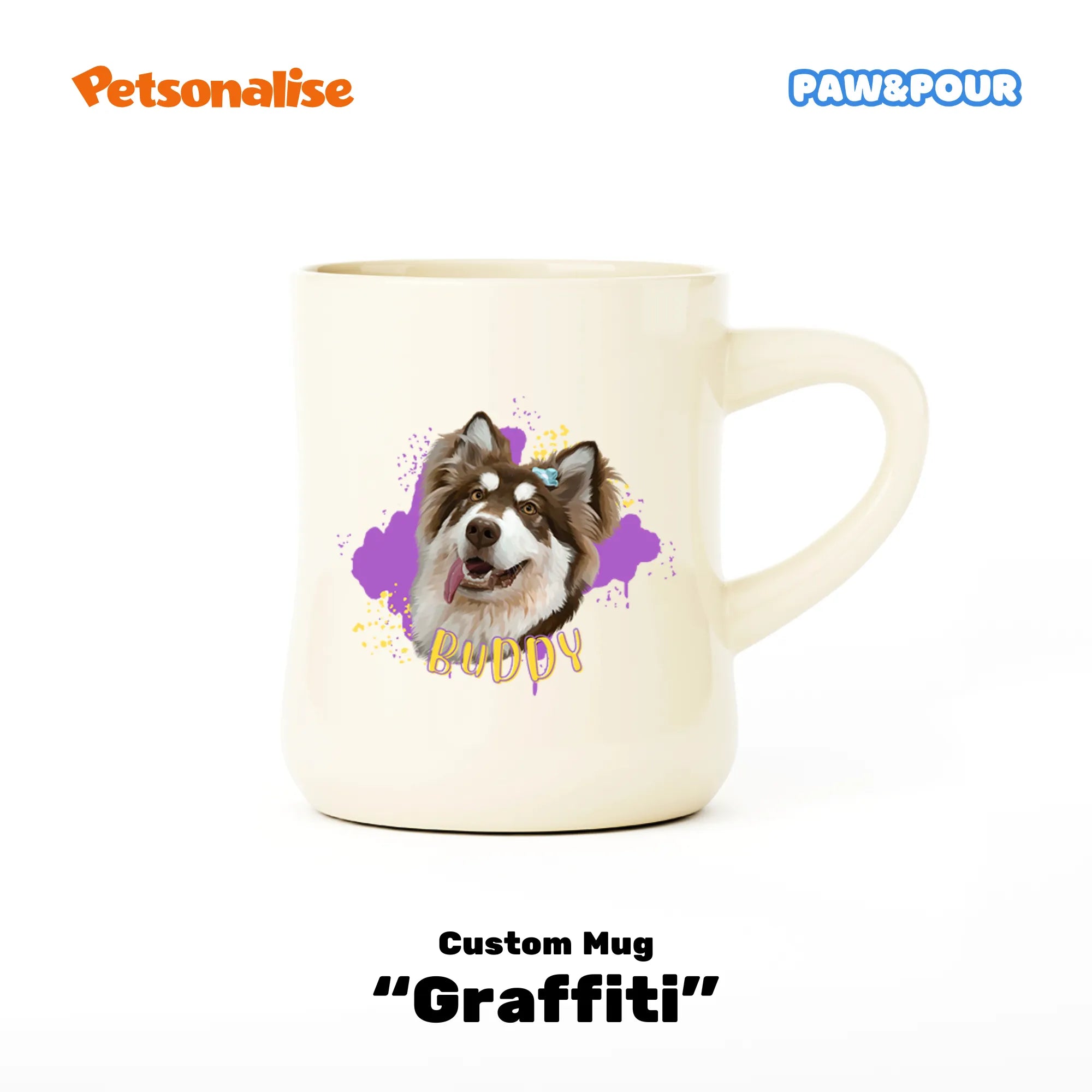 Custom Pet Ceramic Diner Coffee Mug - Graffiti - Petsonalise