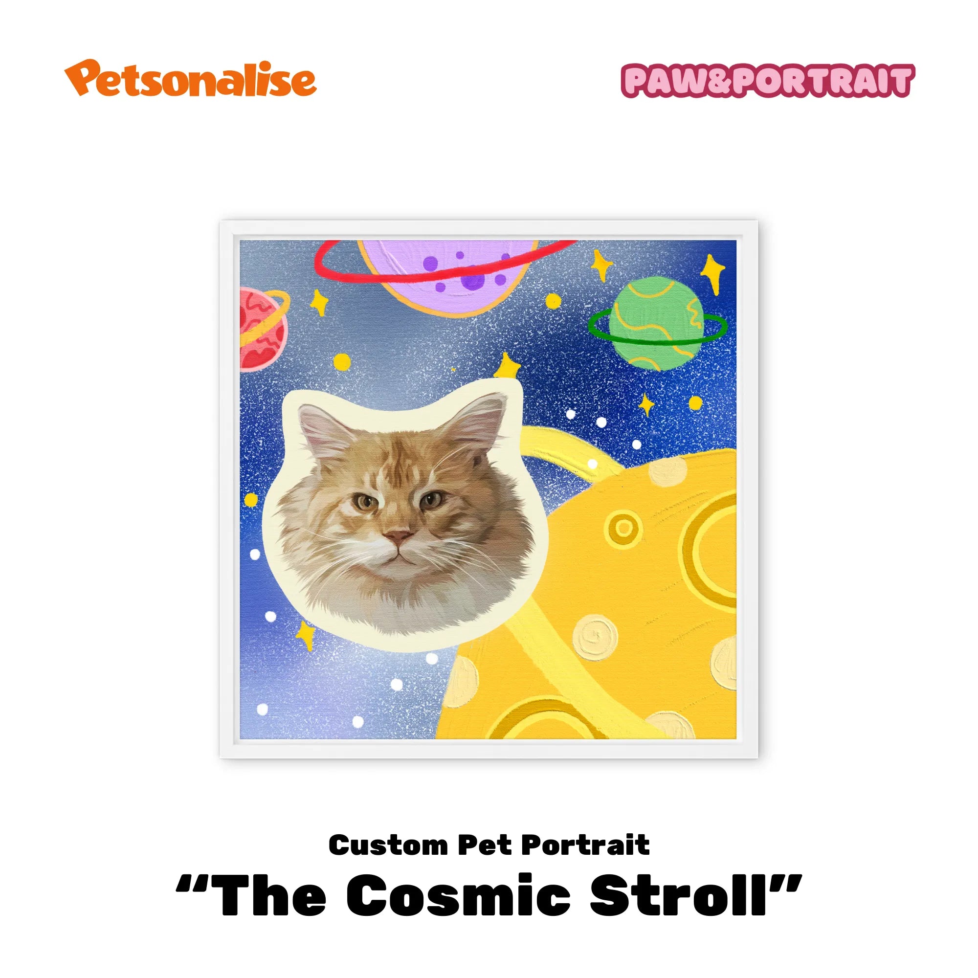 Custom Pet Portrait Canvas - The Cosmic Stroll - Petsonalise