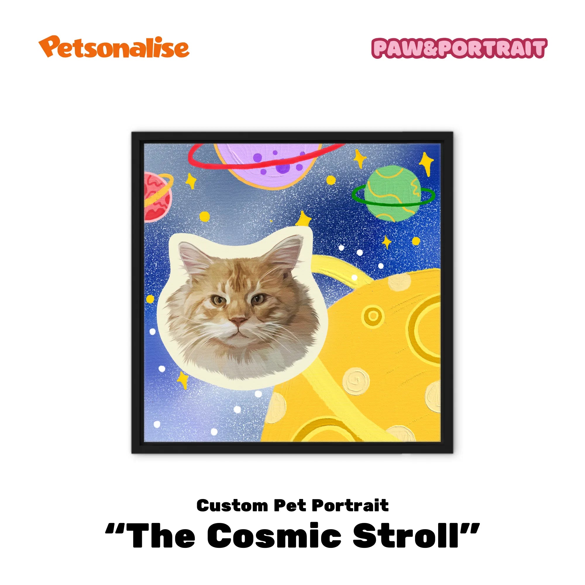 Custom Pet Portrait Canvas - The Cosmic Stroll - Petsonalise