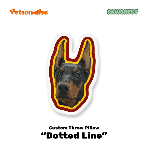 Custom Pet Shaped Throw Pillow - Dotted Line - Petsonalise