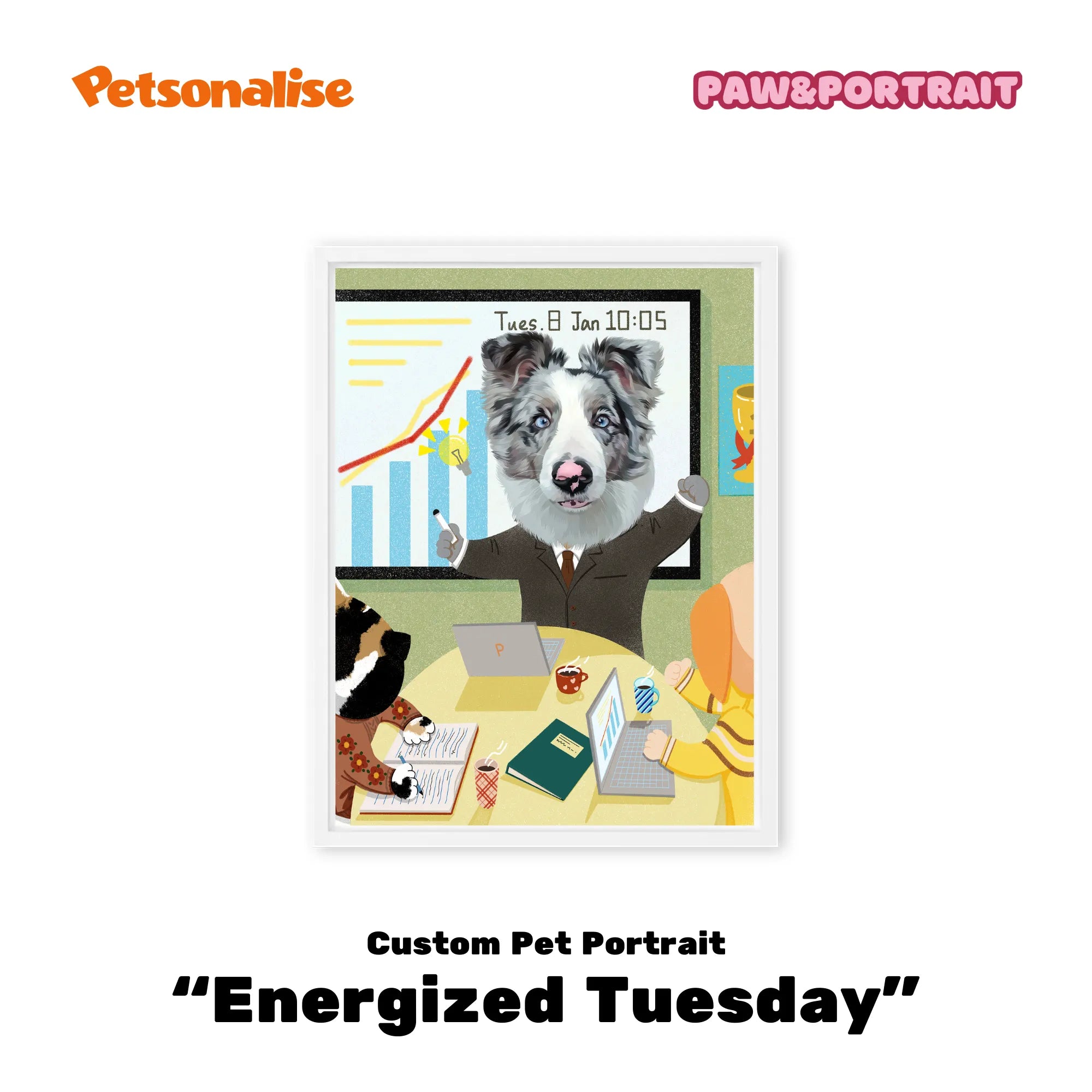 Custom Pet Portrait Canvas - Energized Tuesday - Petsonalise