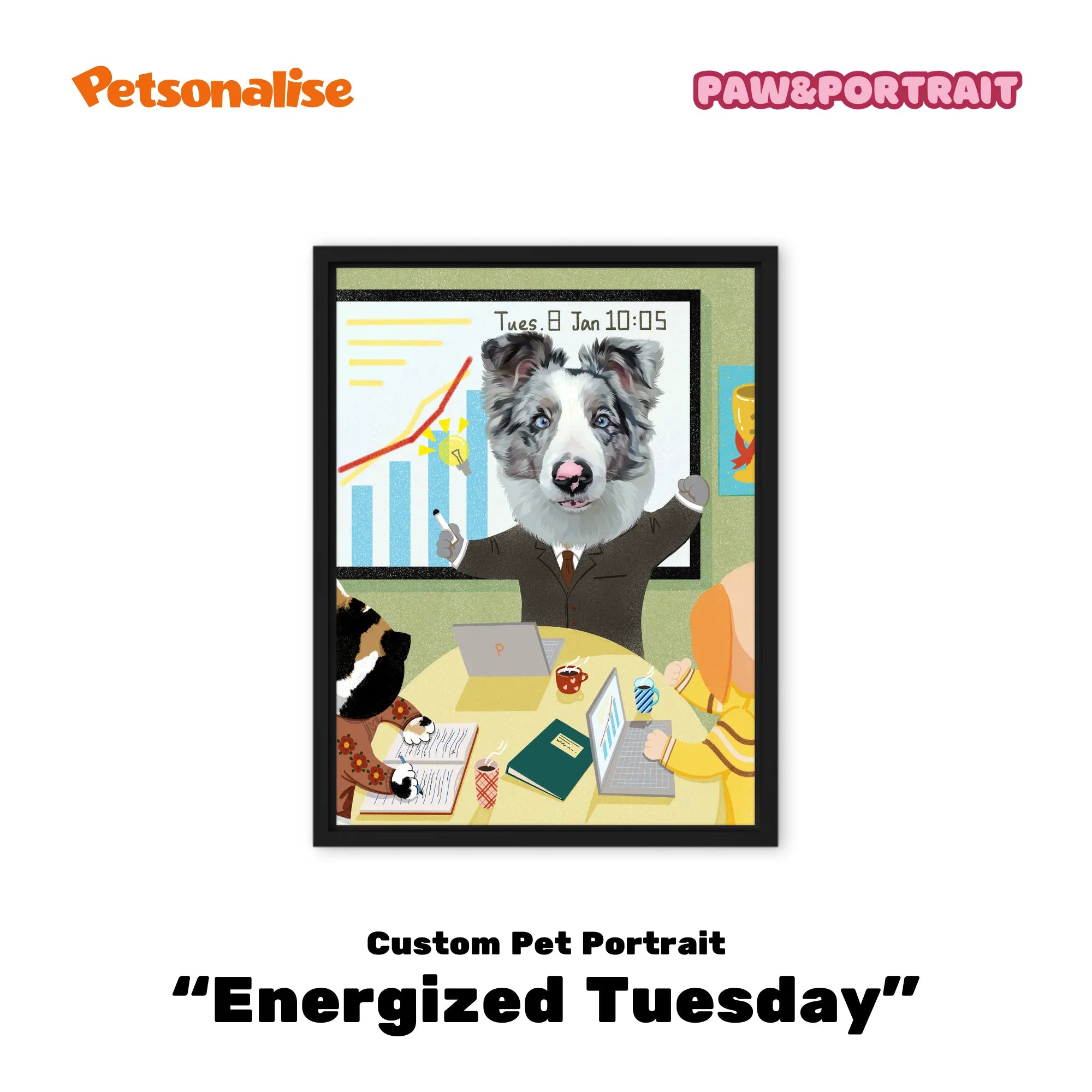 Custom Pet Portrait Canvas - Energized Tuesday - Petsonalise