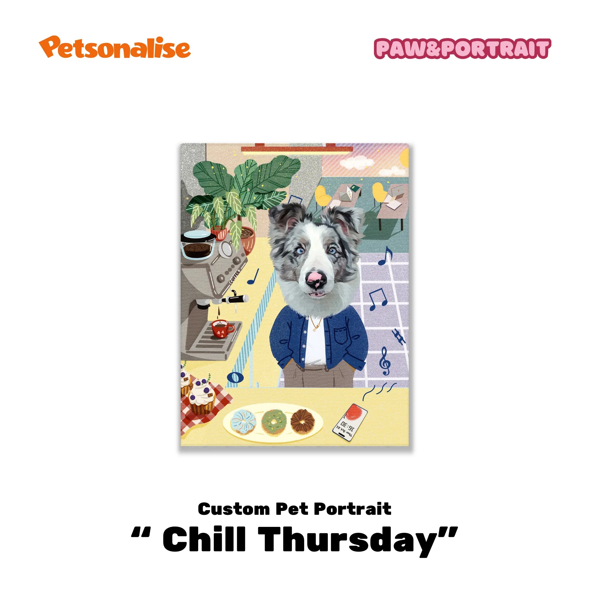 Custom Pet Portrait Canvas - Chill Thursday - Petsonalise