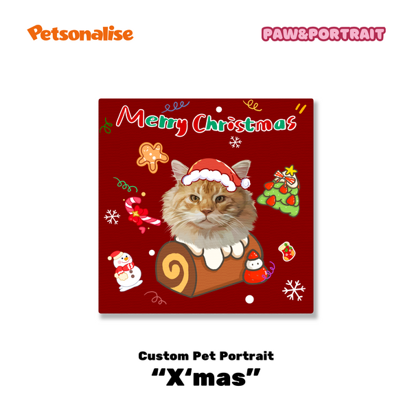 Custom Pet Portrait Canvas - X‘mas