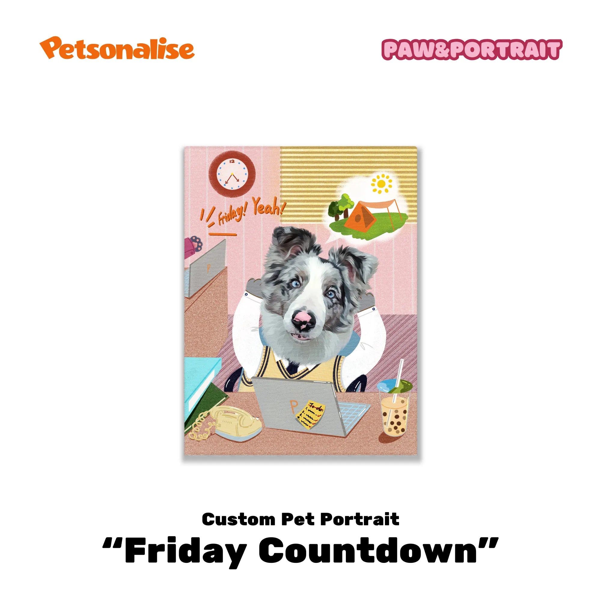 Custom Pet Portrait Canvas - Friday Countdown - Petsonalise
