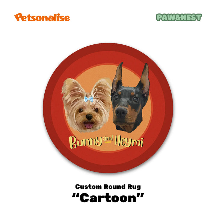 Light Luxury Velvet Custom Pet Round Rug - Cartoon - Petsonalise