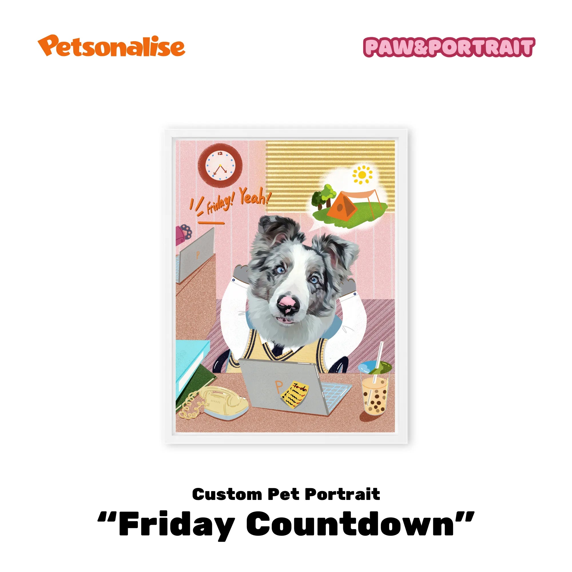 Custom Pet Portrait Canvas - Friday Countdown - Petsonalise