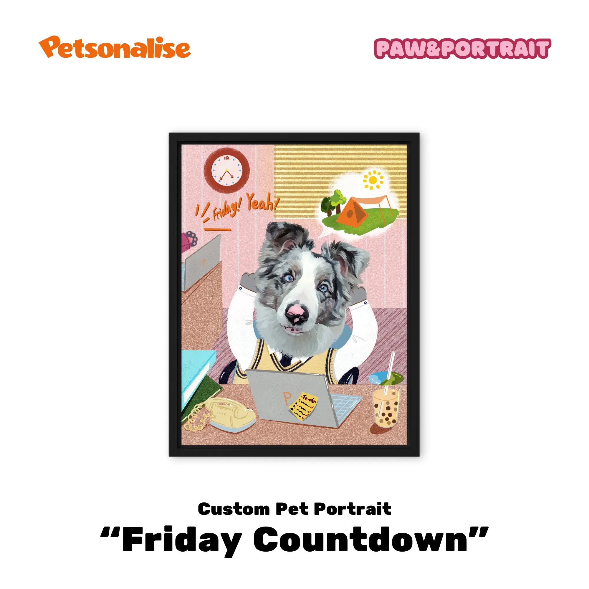 Custom Pet Portrait Canvas - Friday Countdown - Petsonalise