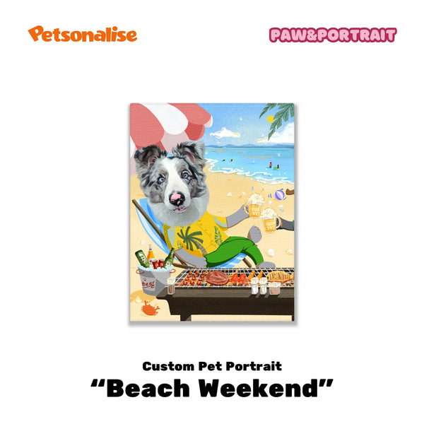 Custom Pet Portrait Canvas - Beach Weekend - Petsonalise