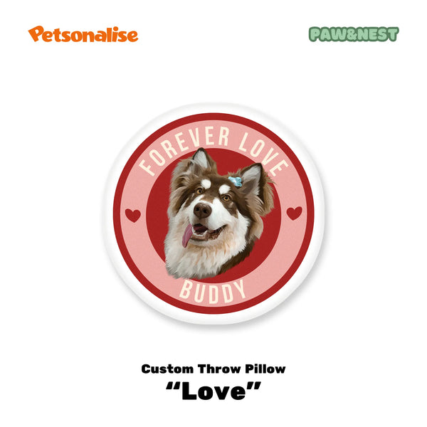 Custom Pet Shaped Throw Pillow - Love - Petsonalise
