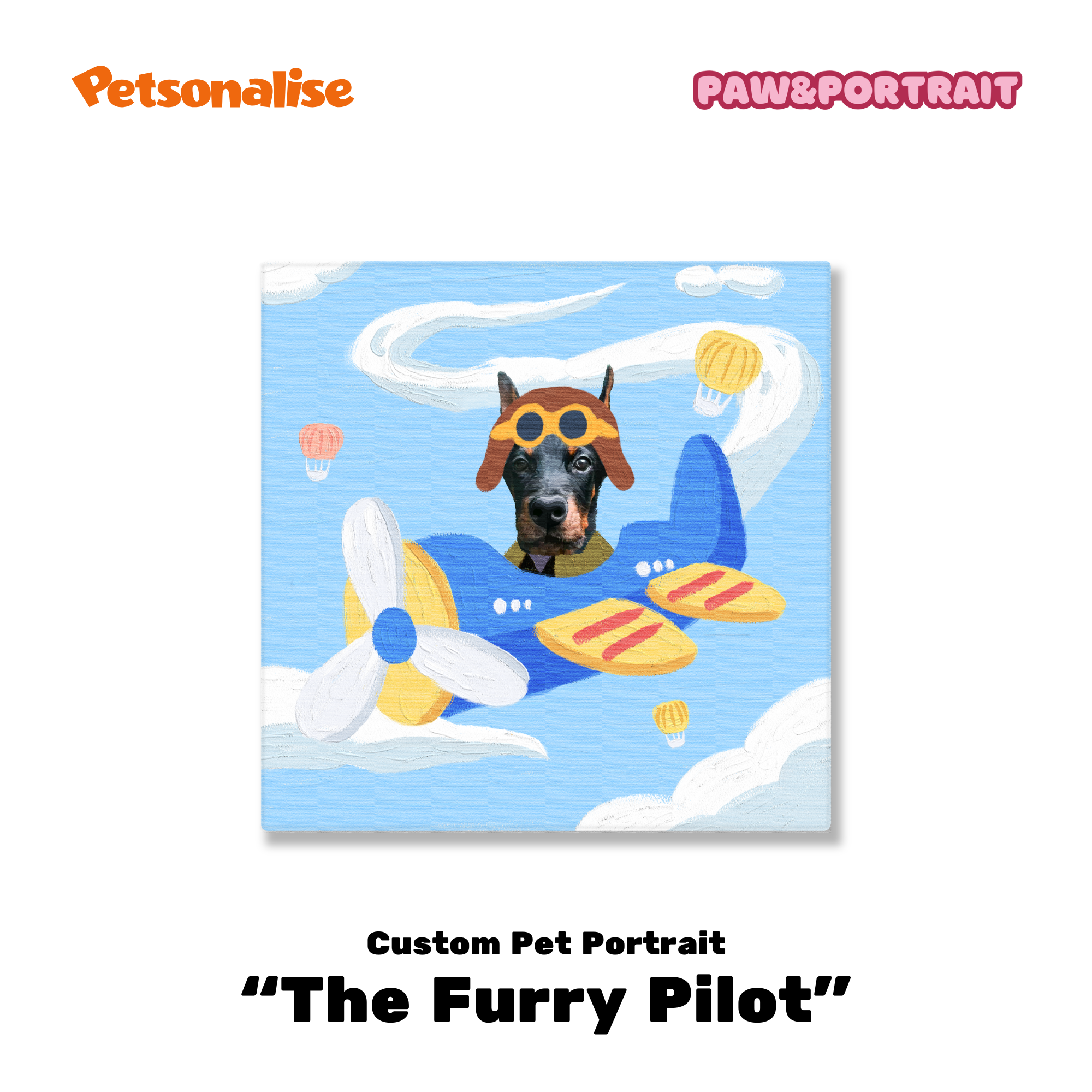 Custom Pet Portrait Canvas - The Furry Pilot