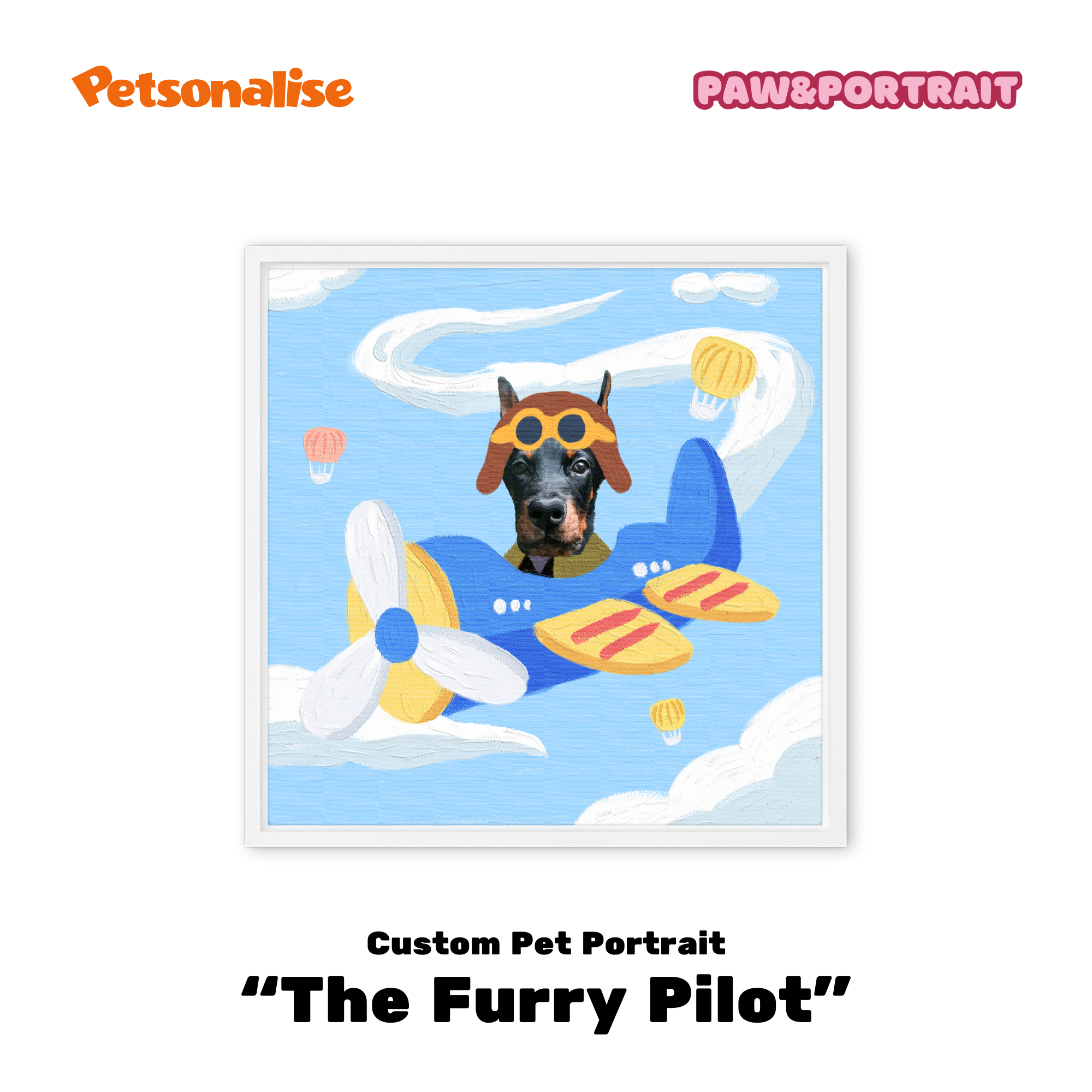 Custom Pet Portrait Canvas - The Furry Pilot