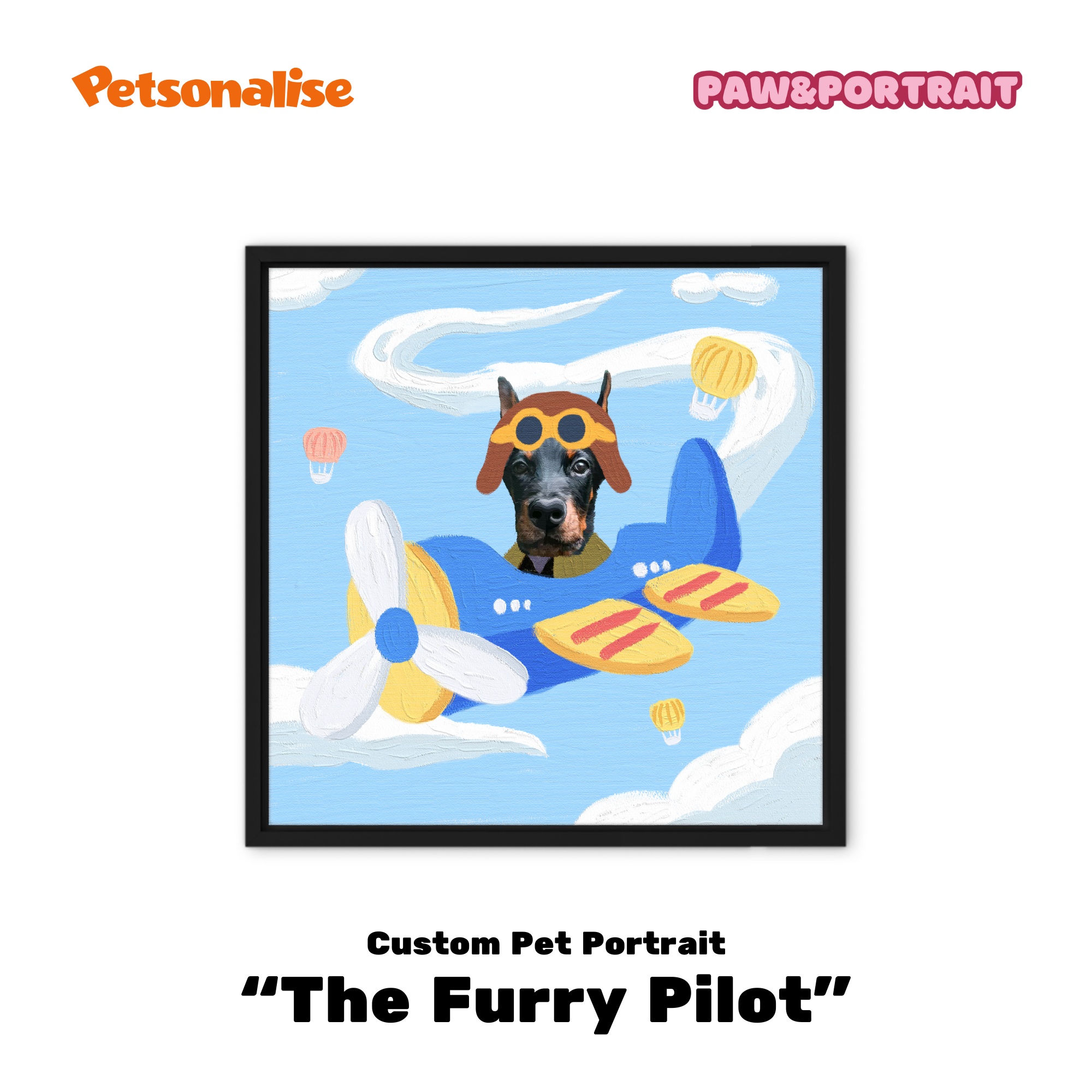 Custom Pet Portrait Canvas - The Furry Pilot