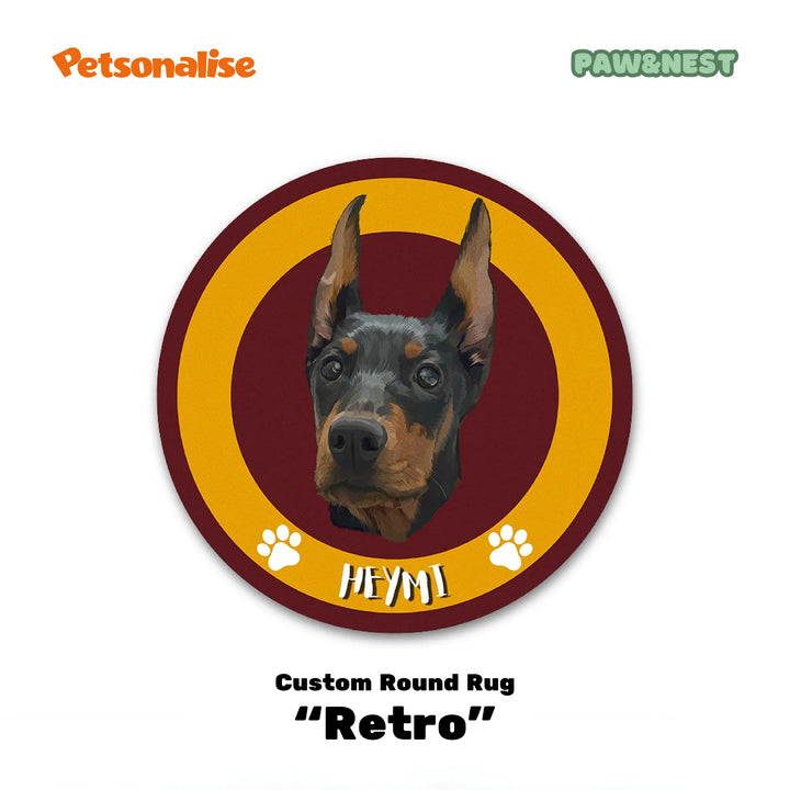 Light Luxury Velvet Custom Pet Round Rug - Retro - Petsonalise