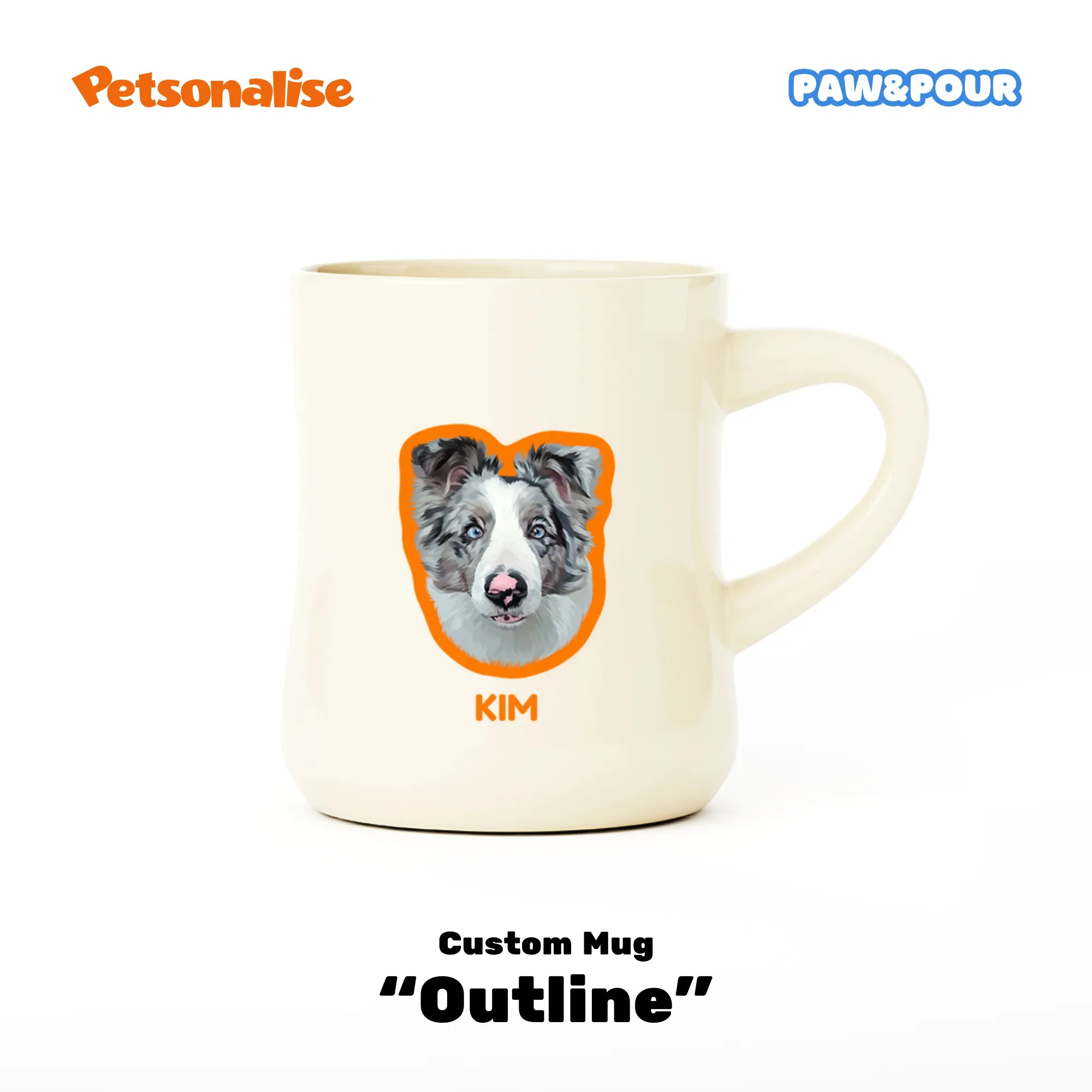 Custom Pet Ceramic Diner Coffee Mug- Outline - Petsonalise