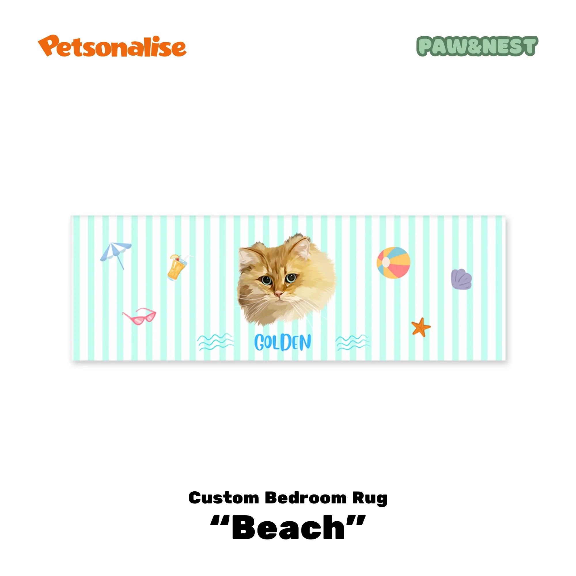 Light Luxury Velvet Custom Pet Bedroom Rug - Beach - Petsonalise