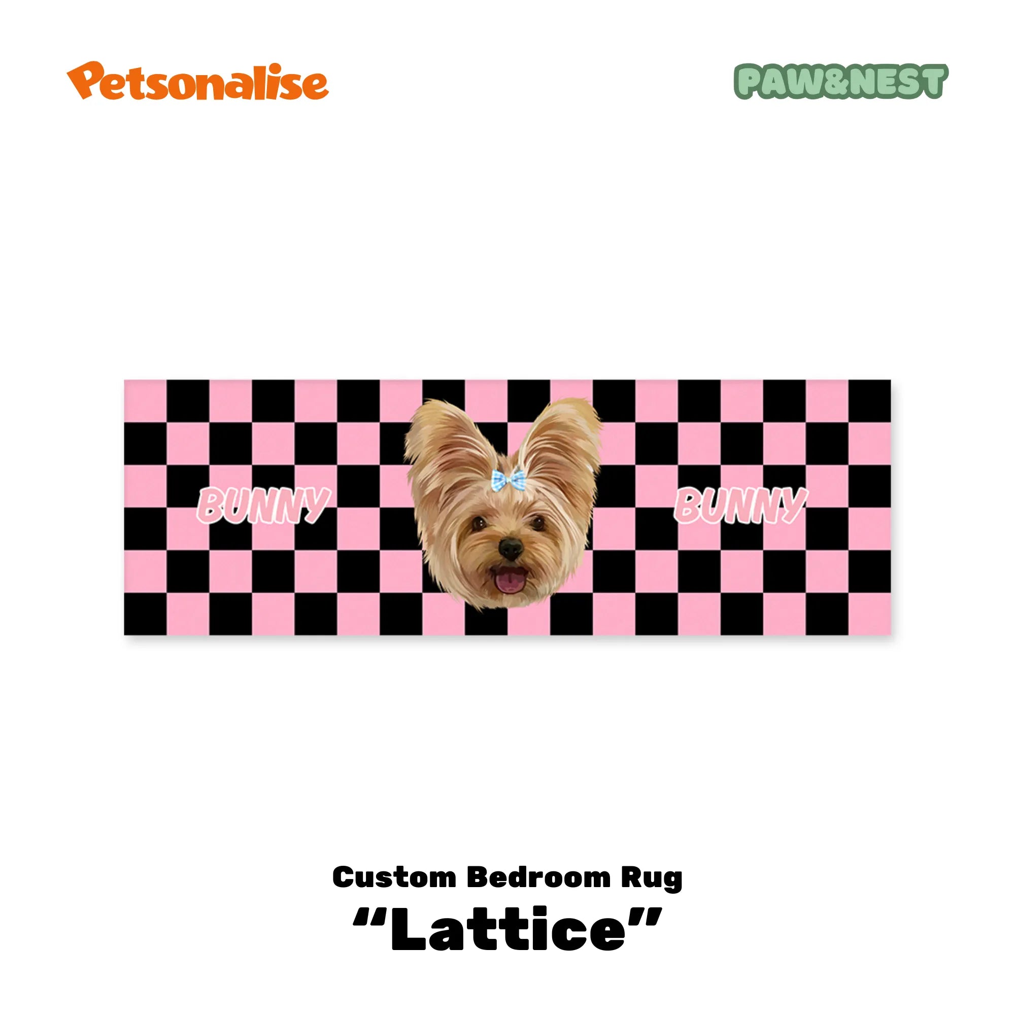 Light Luxury Velvet Custom Pet Bedroom Rug - Lattice - Petsonalise